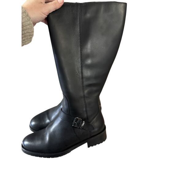 DUO BOOTS Charlotte Knee High Boots In Black Leather, Size 39 - Picture 5 of 14